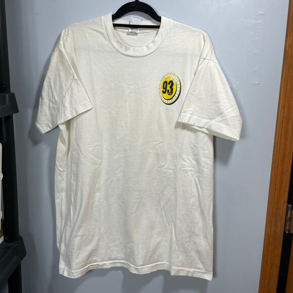 Vintage Radio 93FM Single Stitch Stick It In Your Ear Advertising Shirt Men's XL - Picture 1 of 8